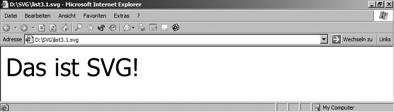 Ausgabe des Listings 3.1 im Microsoft Internet Explorer mit dem Adobe SVG Viewer