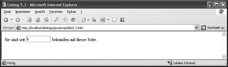 Browserausgabe des Listing 5.3 im Internet Explorer 6.0