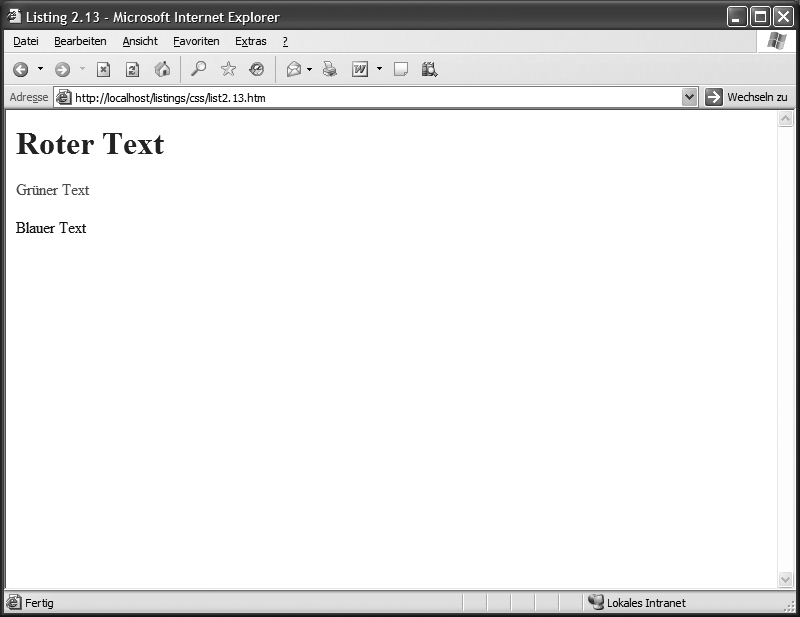 Darstellung des Listing 2.13 im Internet Explorer 6.0