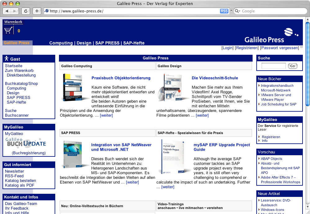 Die Galileo Press Webseite im Safari